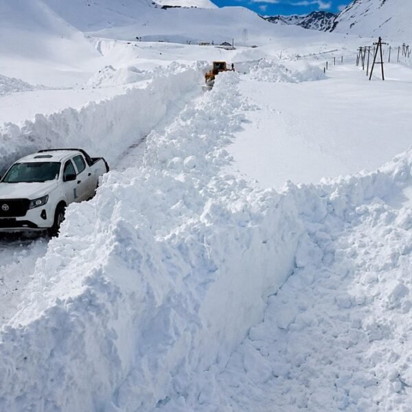 En medio de impresionantes paredes de nieve: así trabaja Vialidad Nacional para despejar la ruta 7