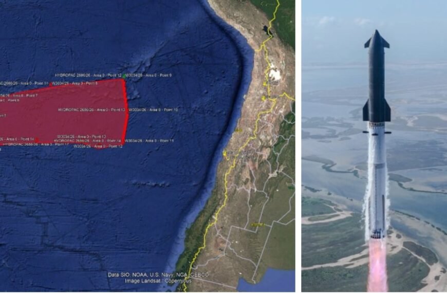 Emiten aviso por la caída de un gigantesco cohete de Space X en costas de Chile